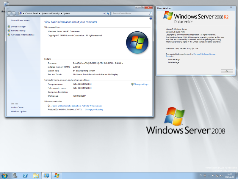 文件:WindowsServer2008R2-6.1.7100.0.winmain win7rc.090421-1700-WindowsAero-System Properties and winver.png